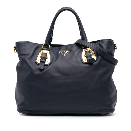 Prada Soft Calfskin Open Convertible Shopping Tote