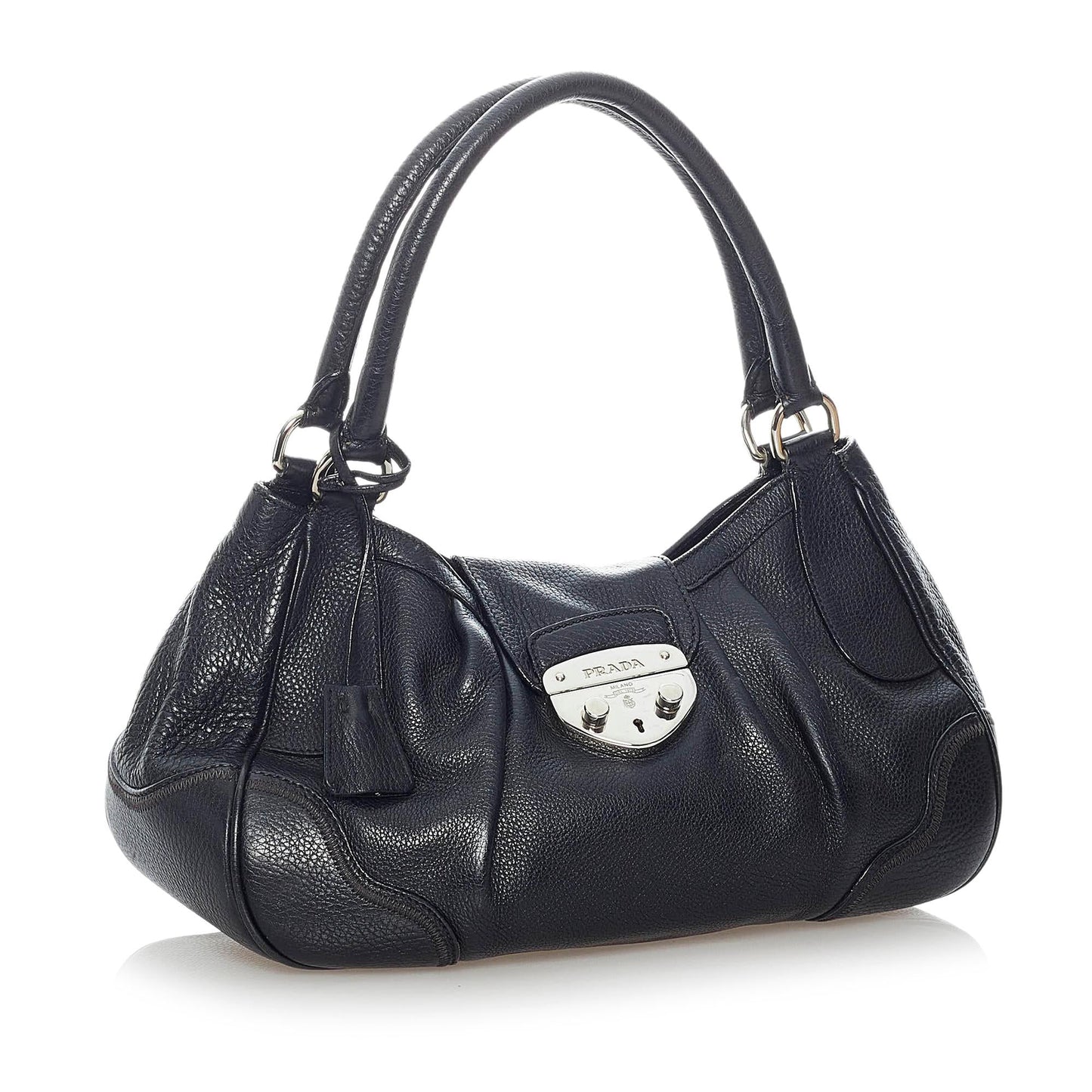Prada Sound Lock Leather Shoulder Bag (SHG-31380)