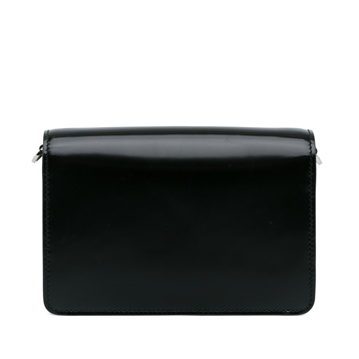 Prada Spazzolato Triangle Logo Plate Flap Chain Crossbody (SHG-hPUUzu)
