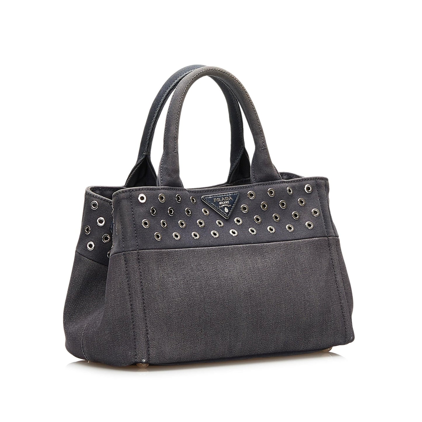 Prada Studded Canapa Satchel (SHG-35717)