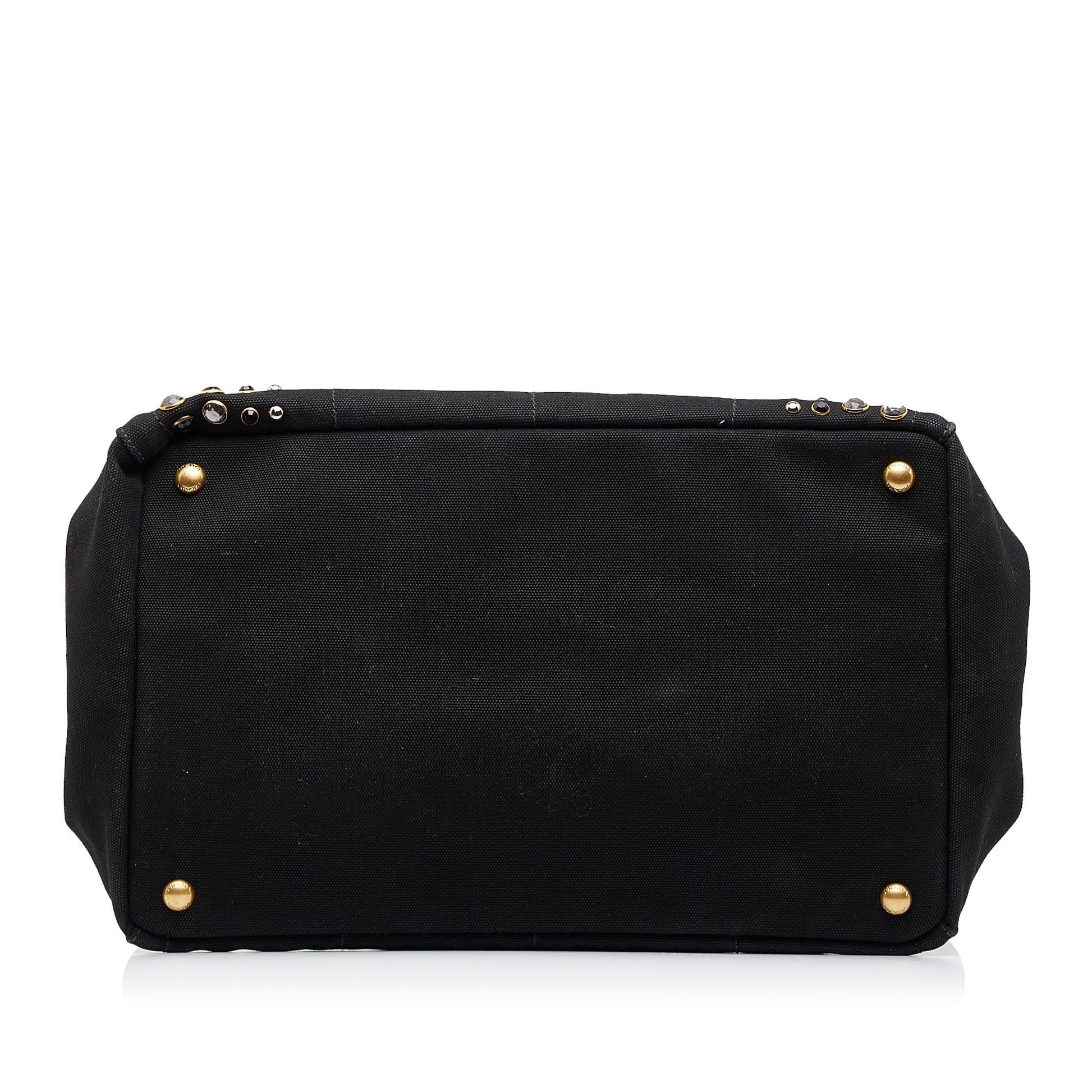 Prada Studded Canapa Tote Bag ( )