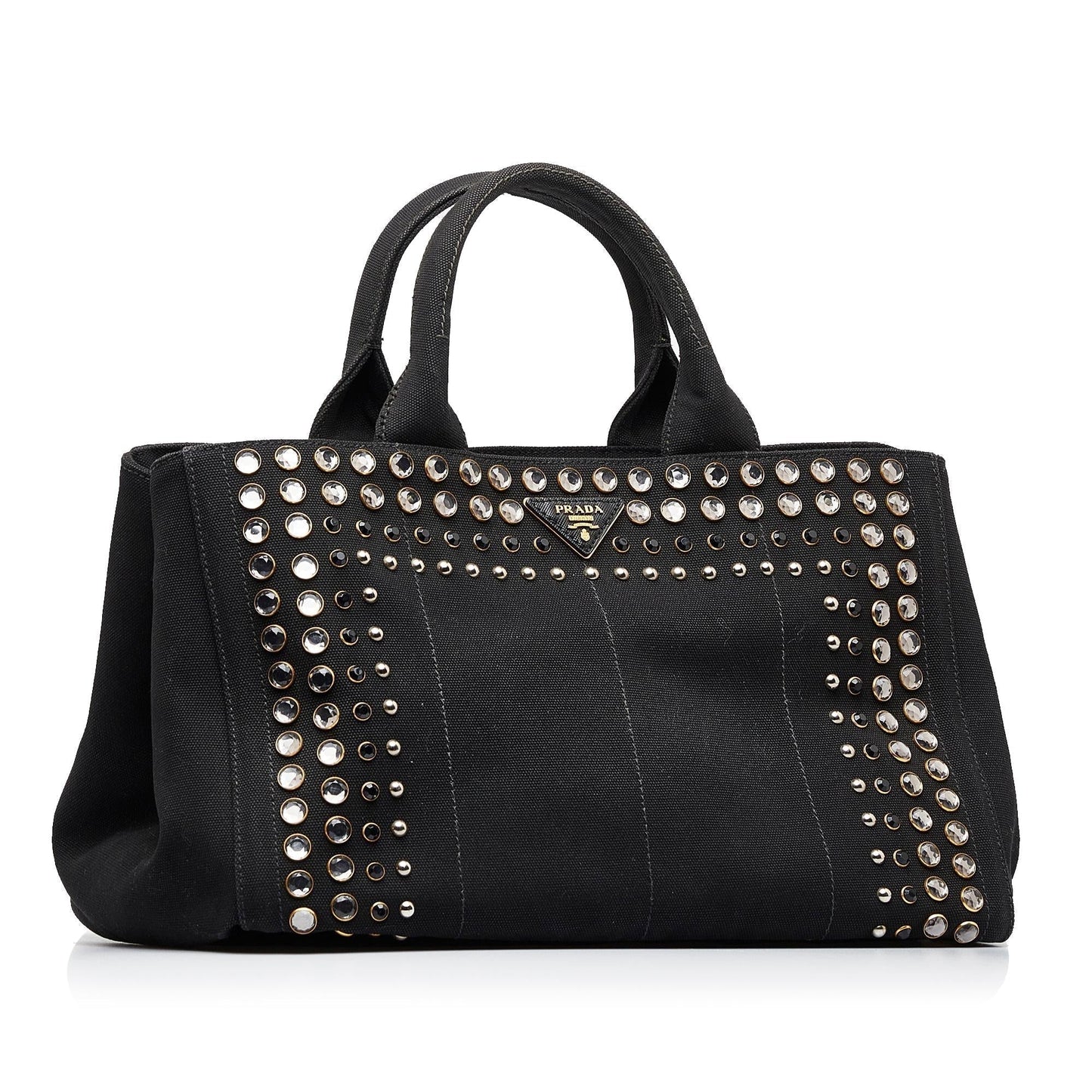 Prada Studded Canapa Tote Bag ( )
