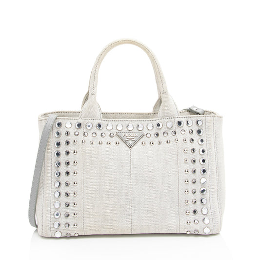 Prada Studded Crystal Denim Tote (SHF-Sqg4PX)