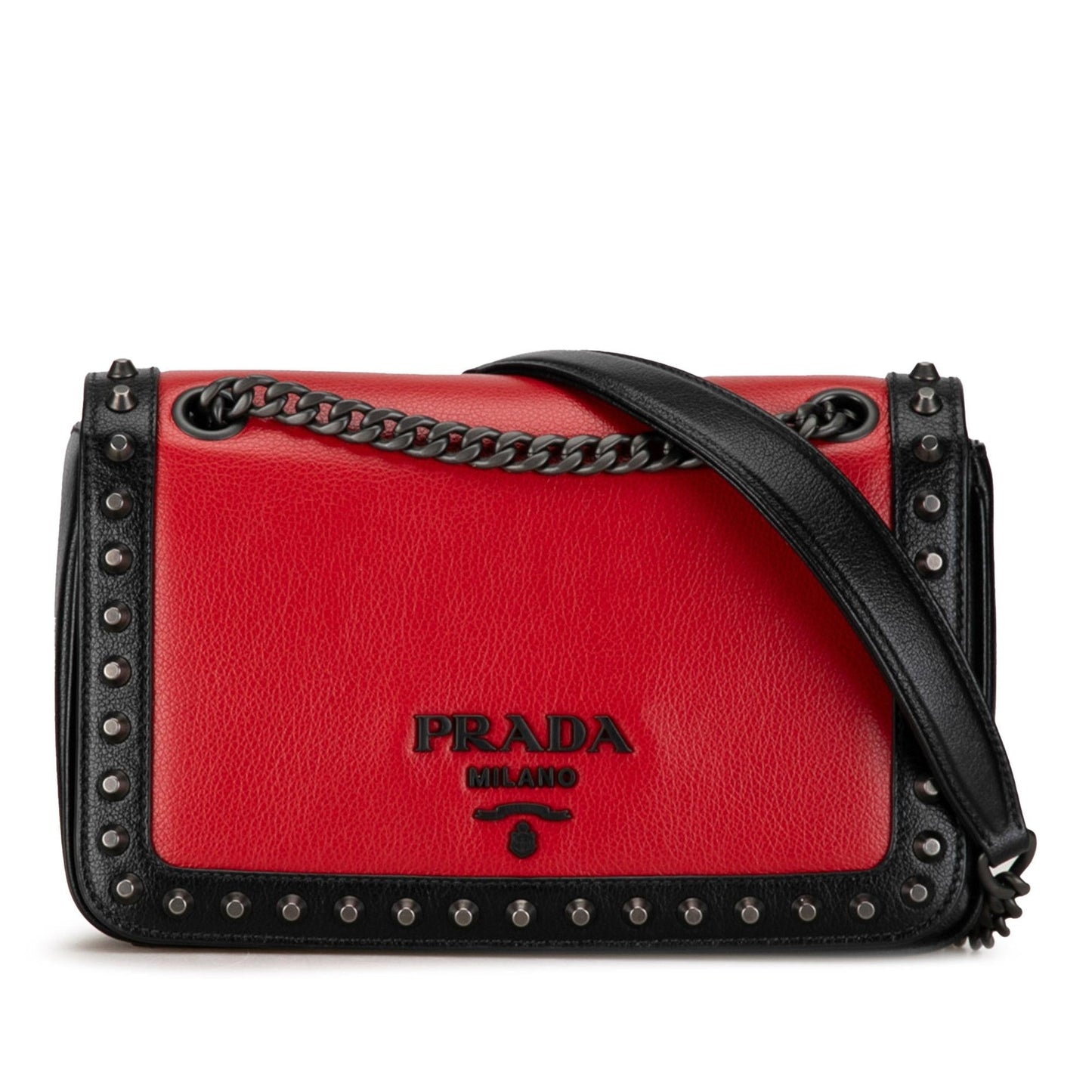 Prada Studded Glace Calf Crossbody (SHG-yFMc7A)