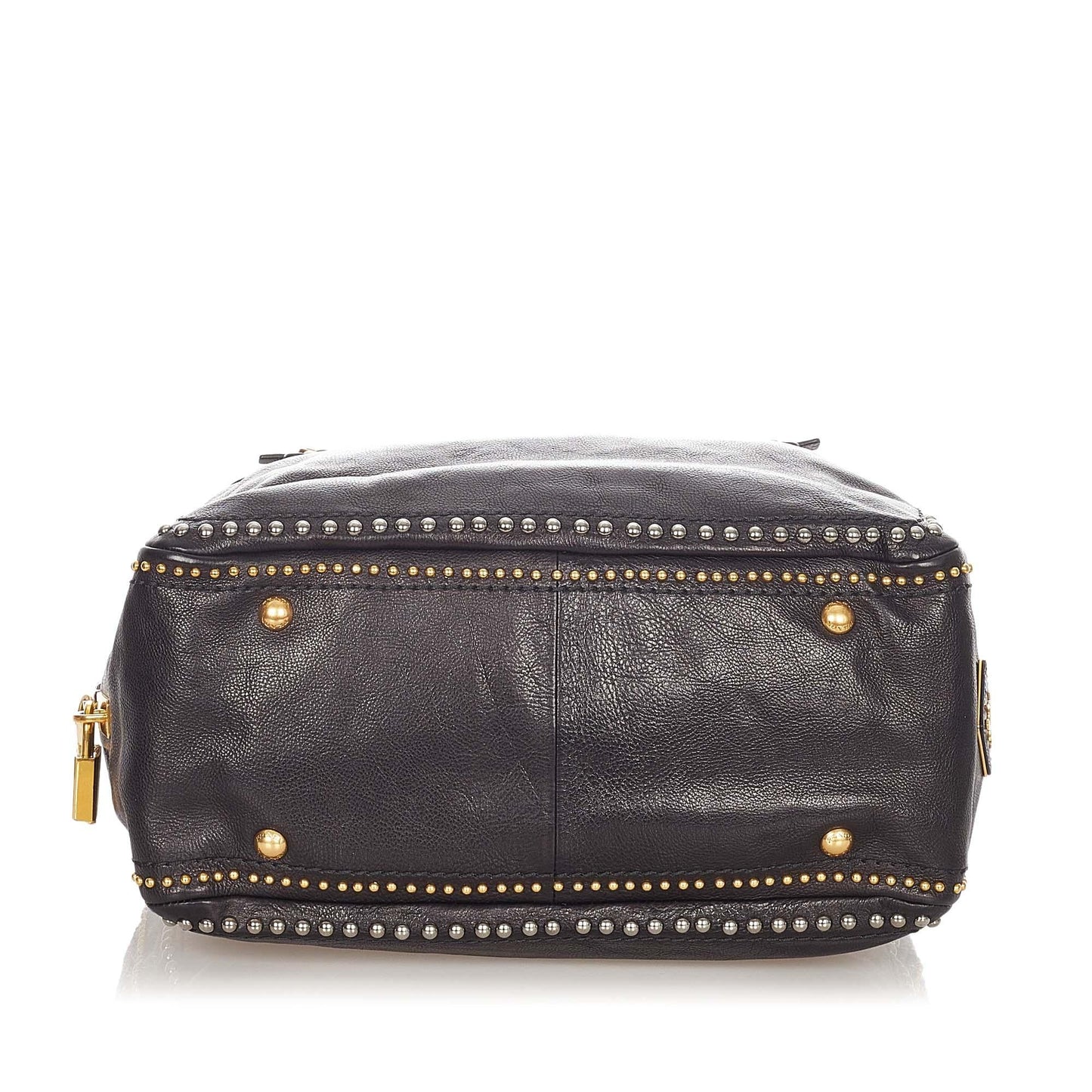 Prada Studded Leather Satchel (SHG-37357)