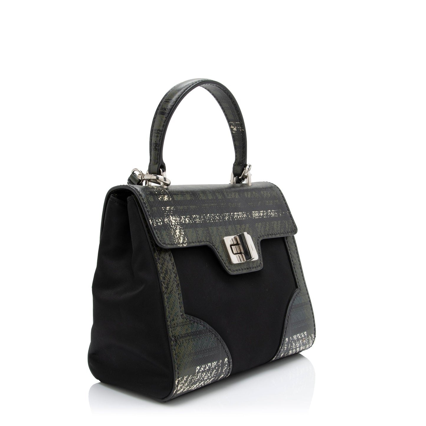 Prada Tartan Saffiano Tessuto Mini Satchel (SHF-RCtTdy)