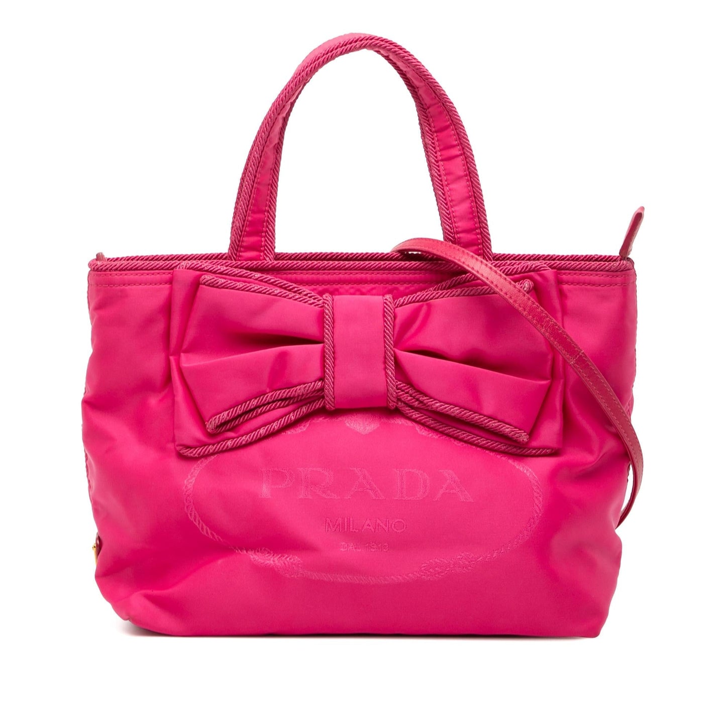 Prada Tessuto Canapa Logo Bow Satchel