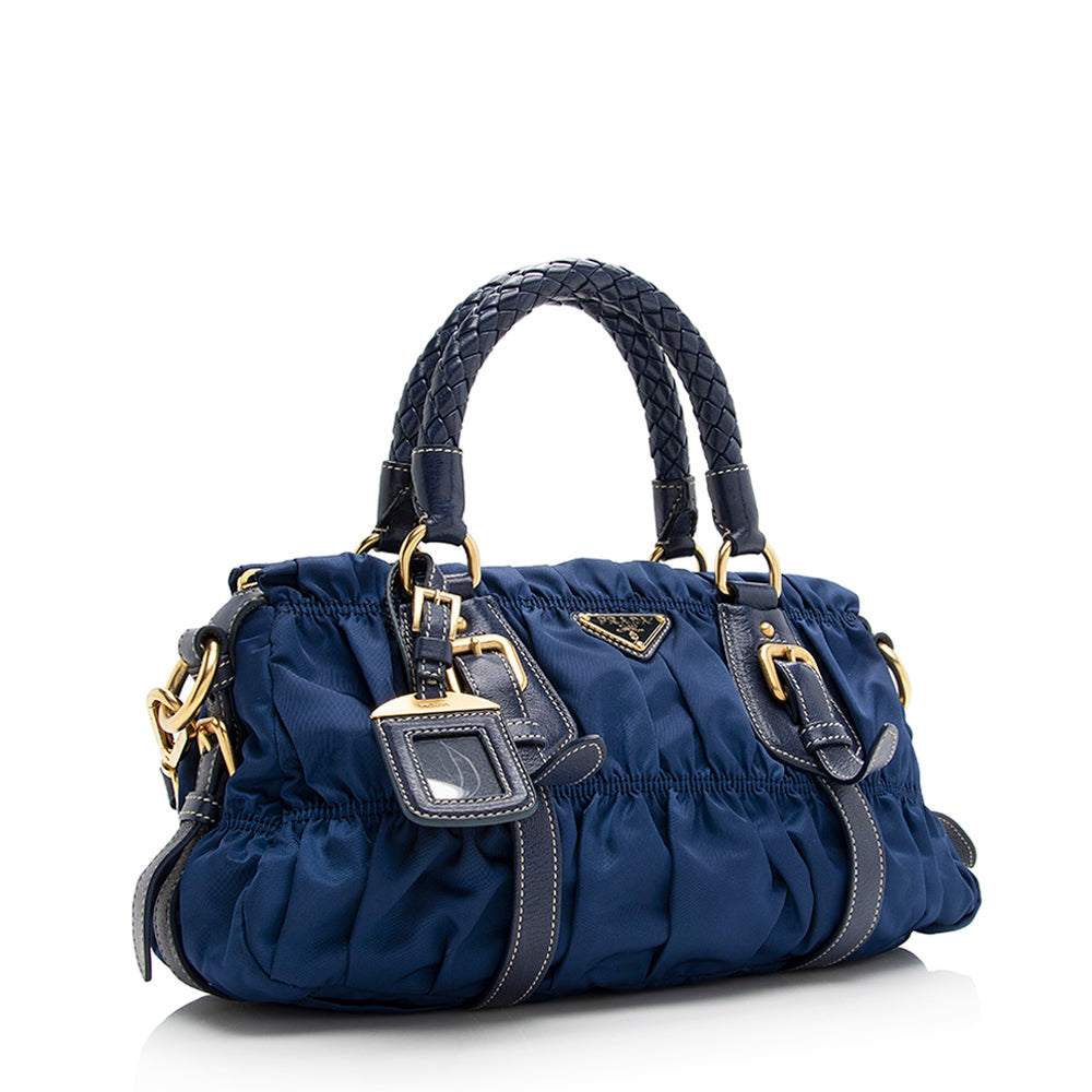 Prada Tessuto Gaufre Braided Handle Satchel (SHF-21467)