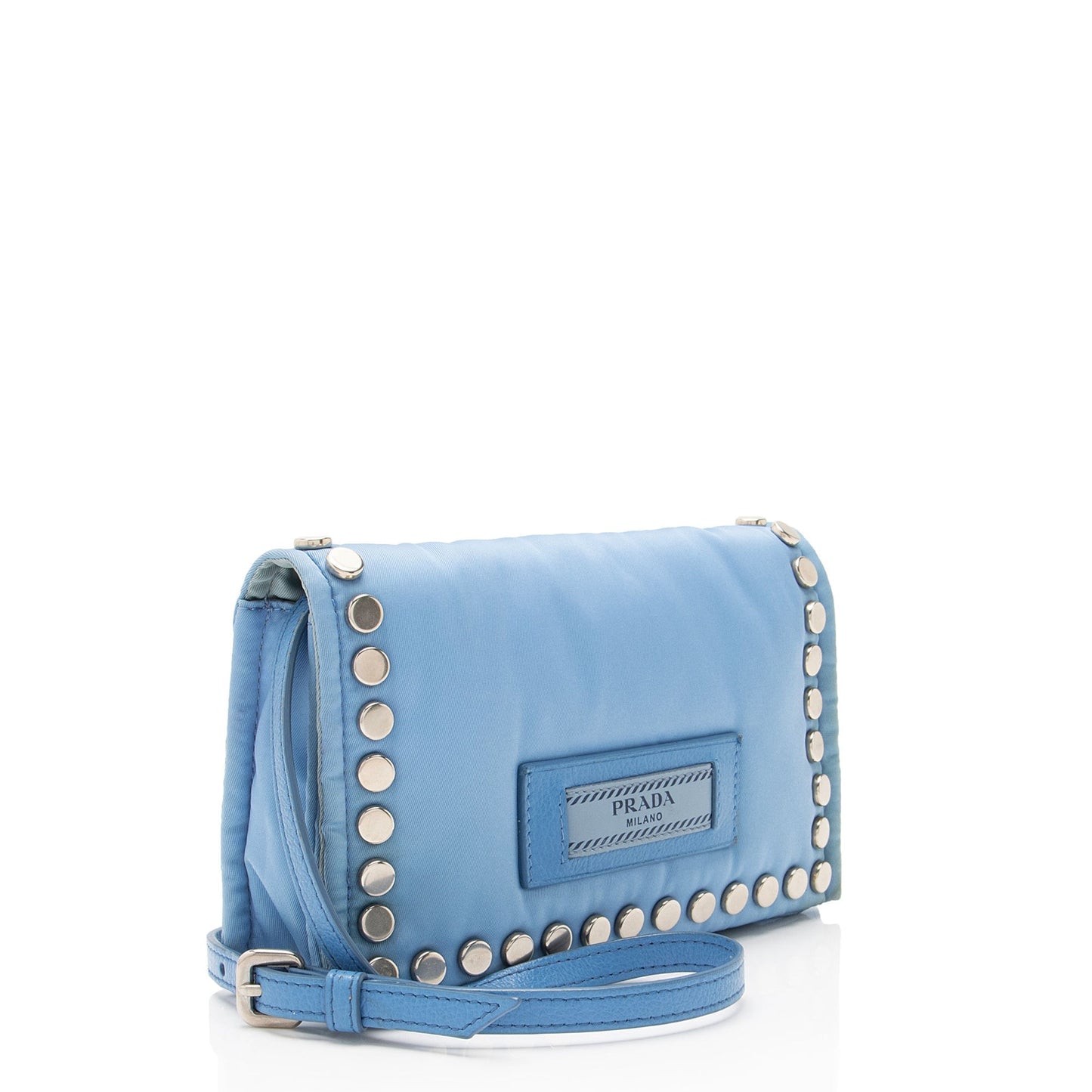 Prada Tessuto Studded Etiquette Mini Crossbody