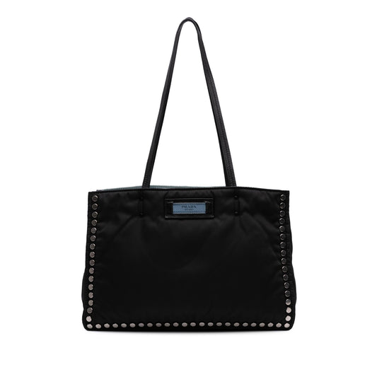 Prada Tessuto Studded Etiquette Tote