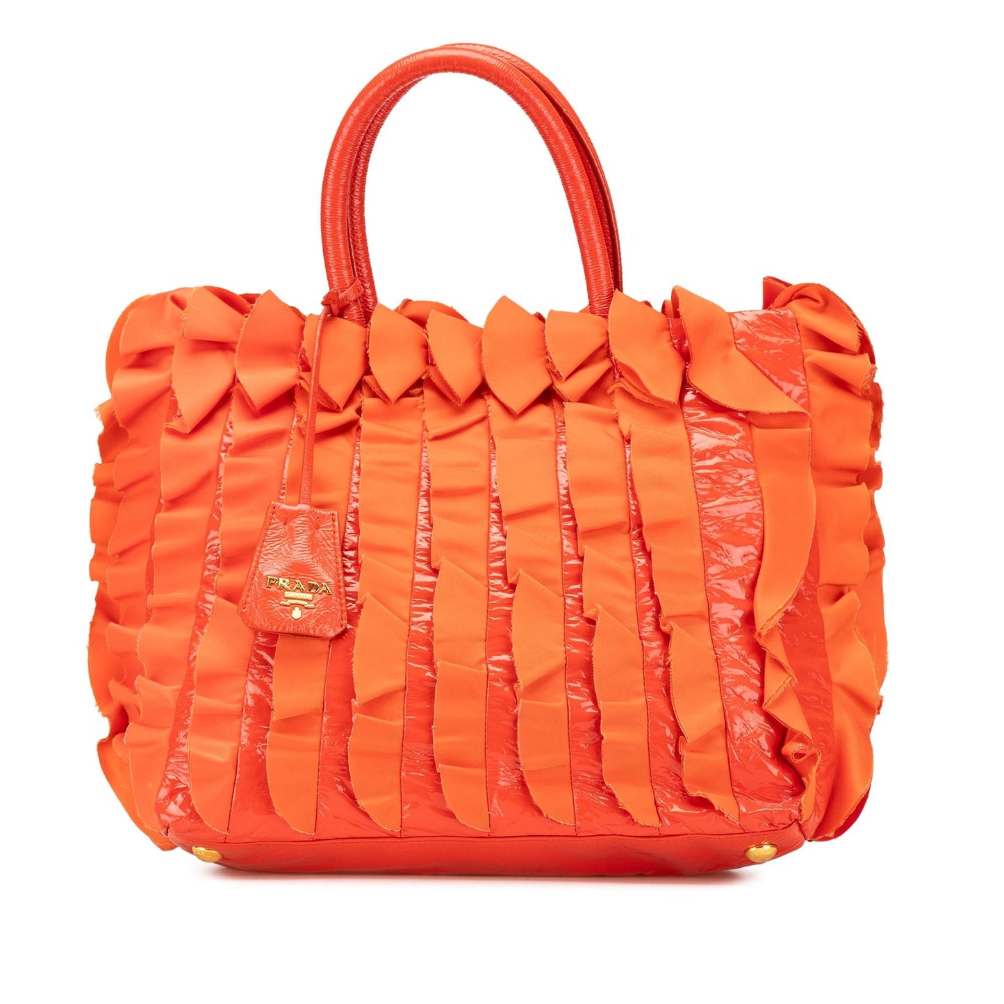 Prada Vernice and Tessuto Ruffle Tote