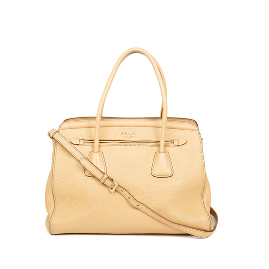 Prada Vitello Daino Cuir Frame Convertible Tote