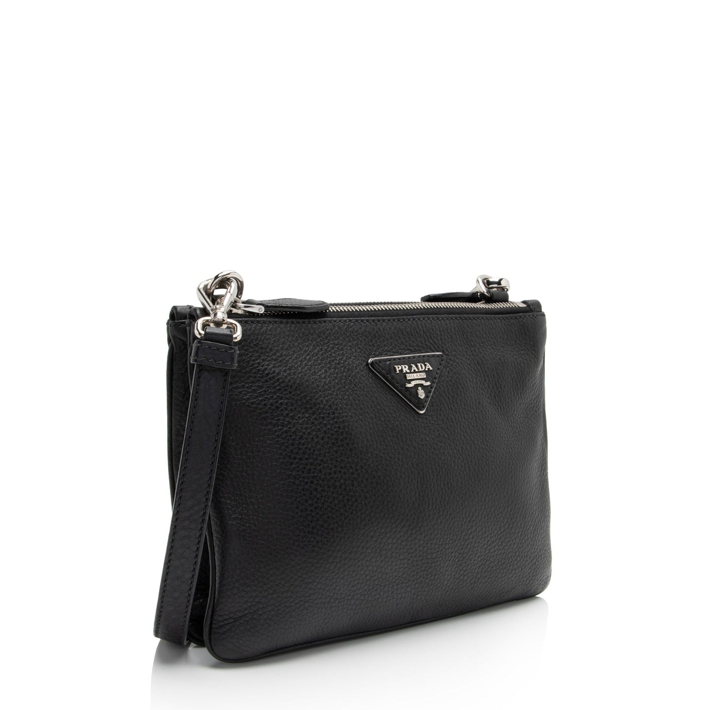 Prada Vitello Daino Double Zip Crossbody (SHF-SwcnUZ)