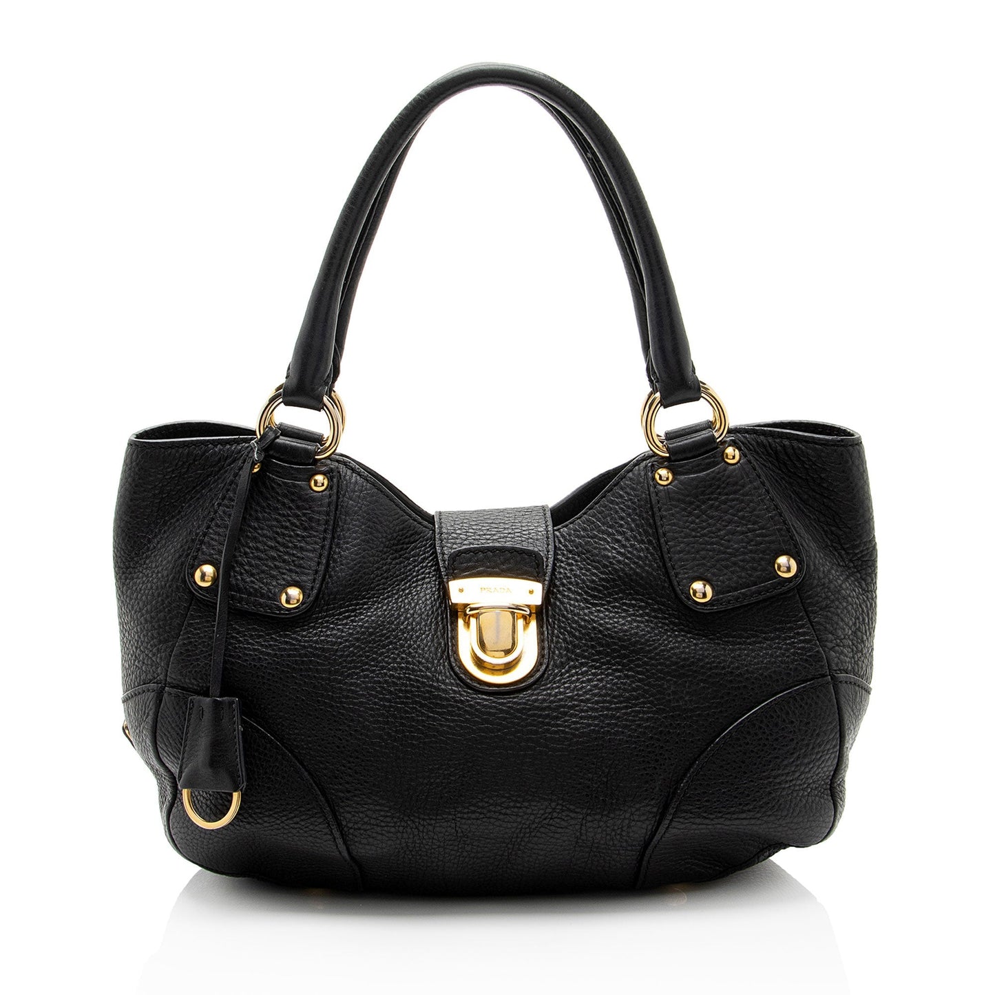 Prada Vitello Daino Leather Pushlock Tote (SHF-hBazVI)