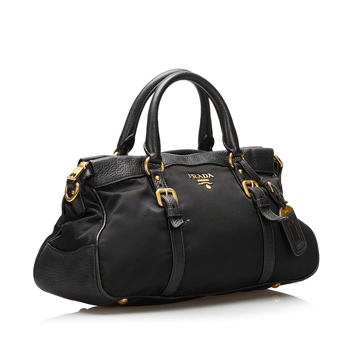 Prada Vitello Daino-Trimmed Tessuto Satchel (SHG-35509)