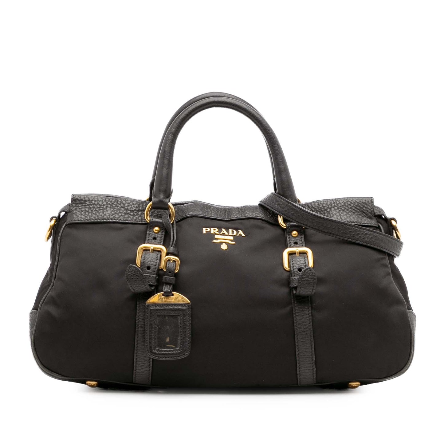 Prada Vitello Daino Trimmed Tessuto Zip Top Satchel