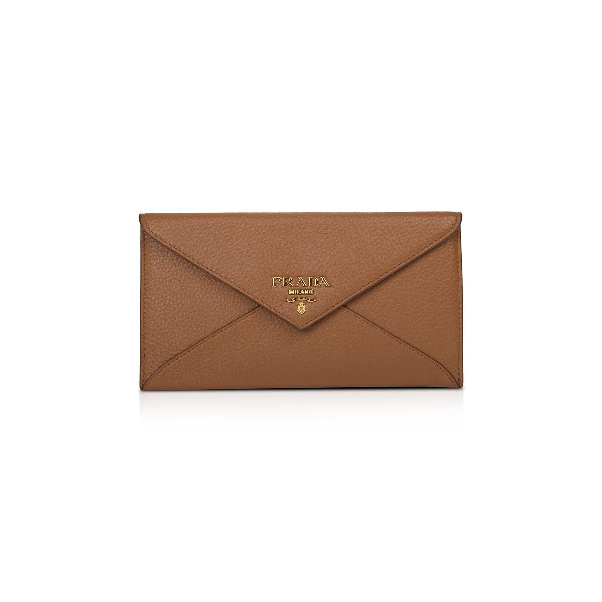 Prada Vitello Grain Leather Envelope Clutch