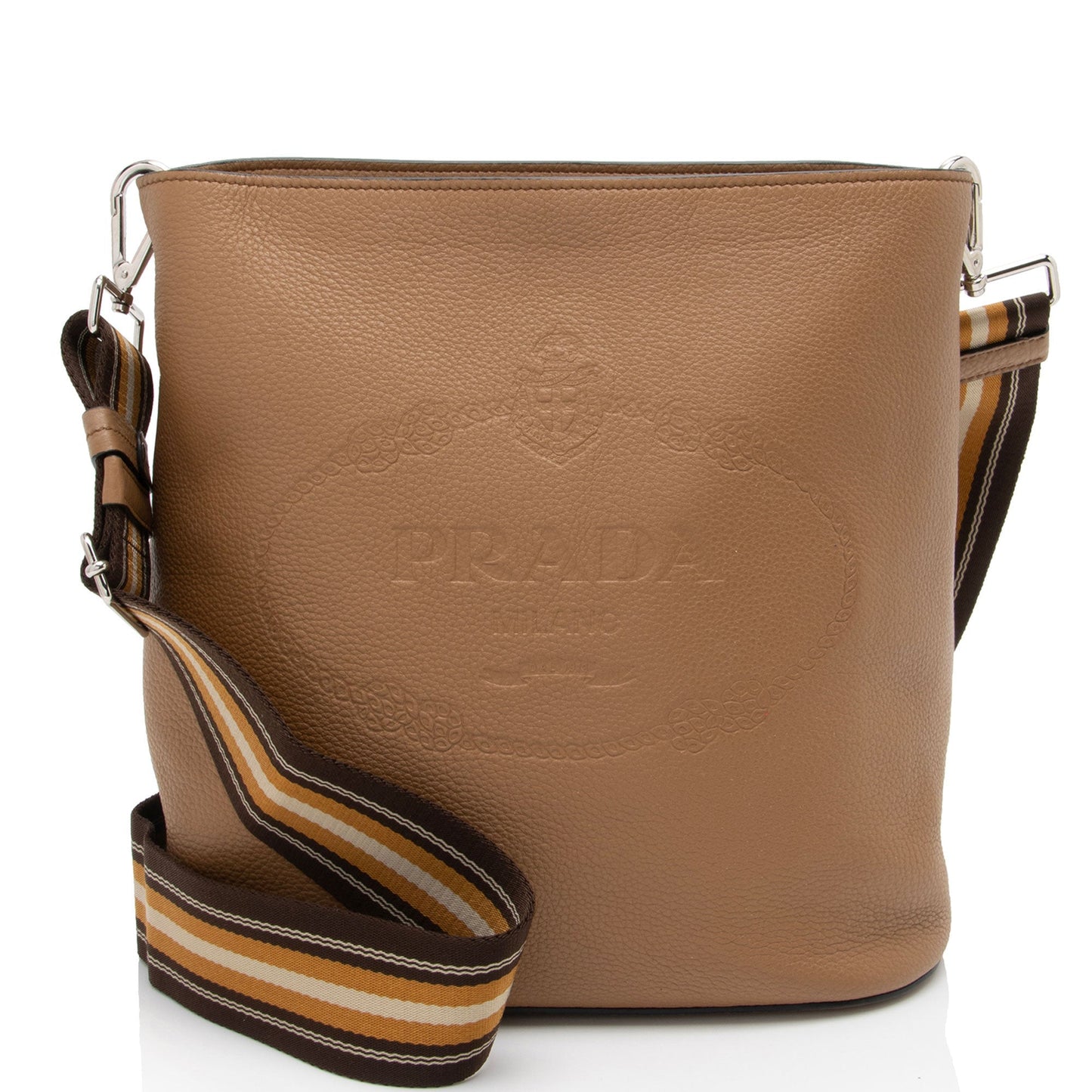 Prada Vitello Phenix Logo Bucket Bag (SHF-PgqAnW)