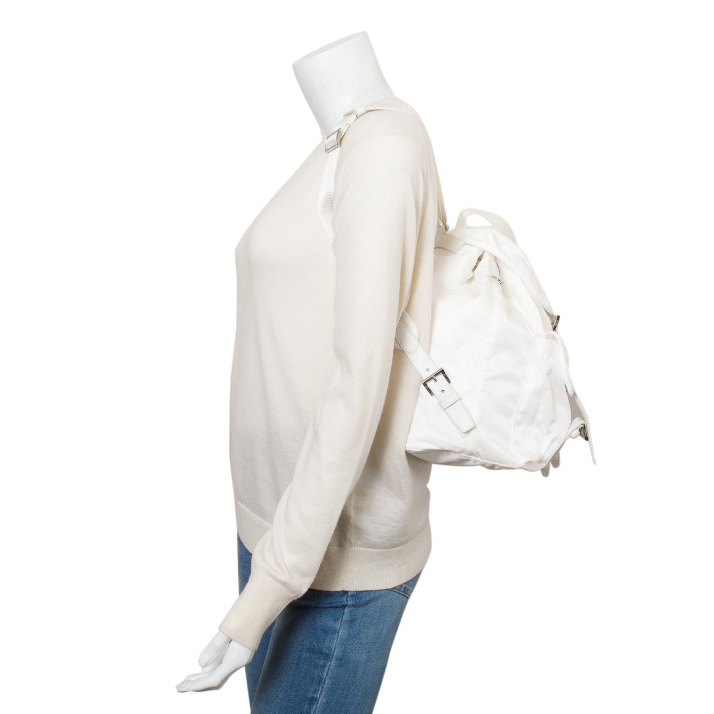 Prada White Re-Nylon Saffiano Medium Backpack