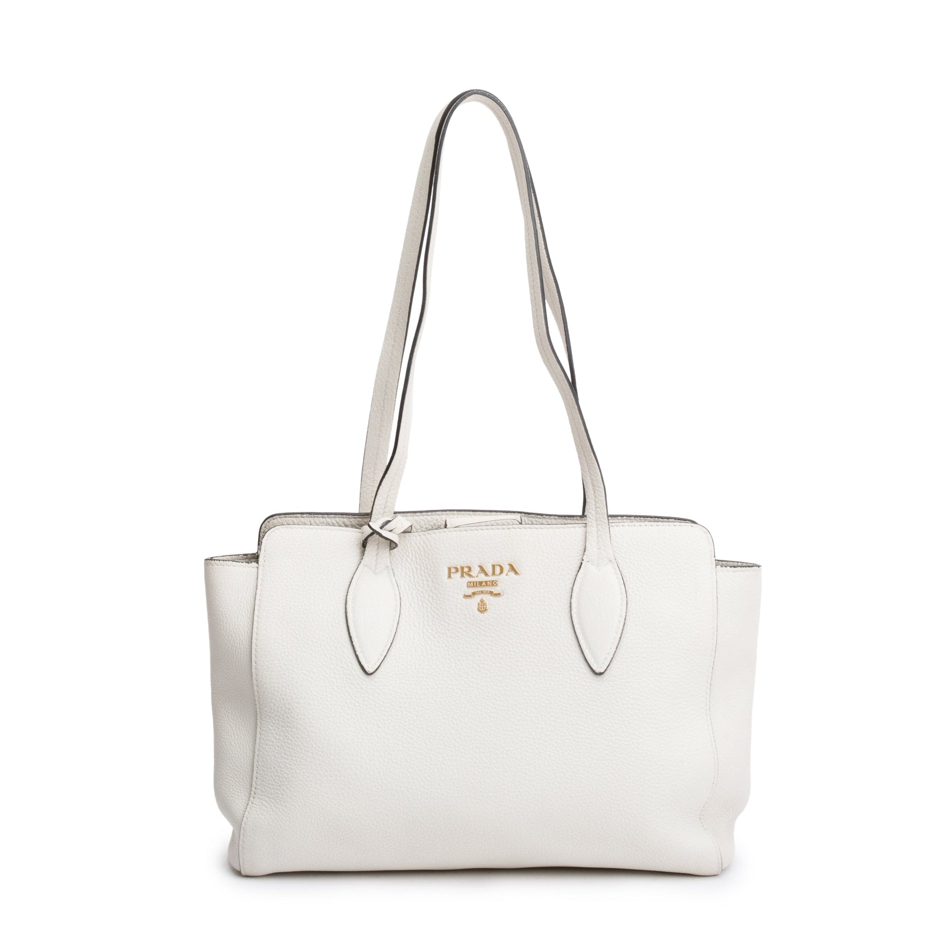 Prada White Vitello Phenix Shopping Tote