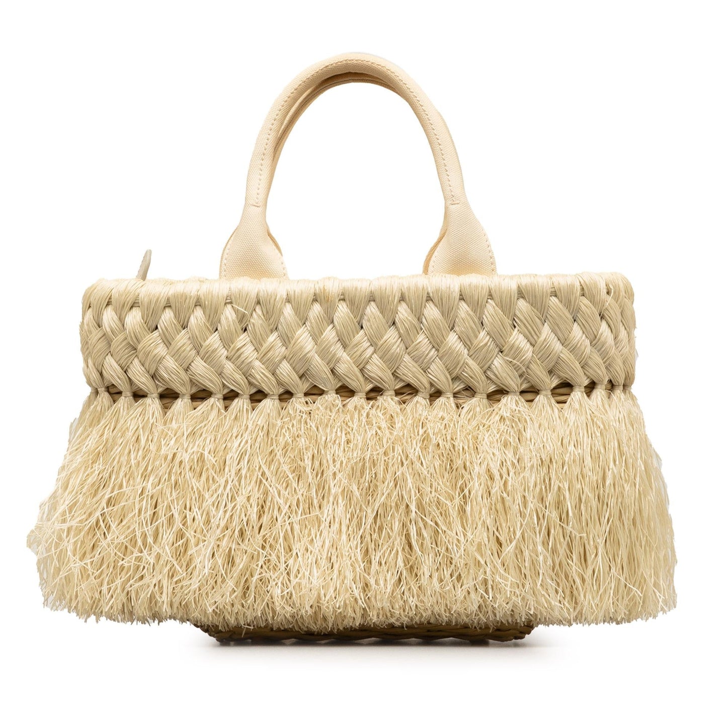 Prada Wicker and Woven Straw Fringe Basket Bag (SHG-uwOpdU)