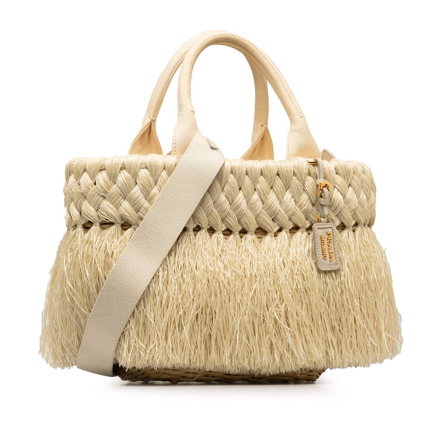 Prada Wicker and Woven Straw Fringe Basket Bag (SHG-uwOpdU)