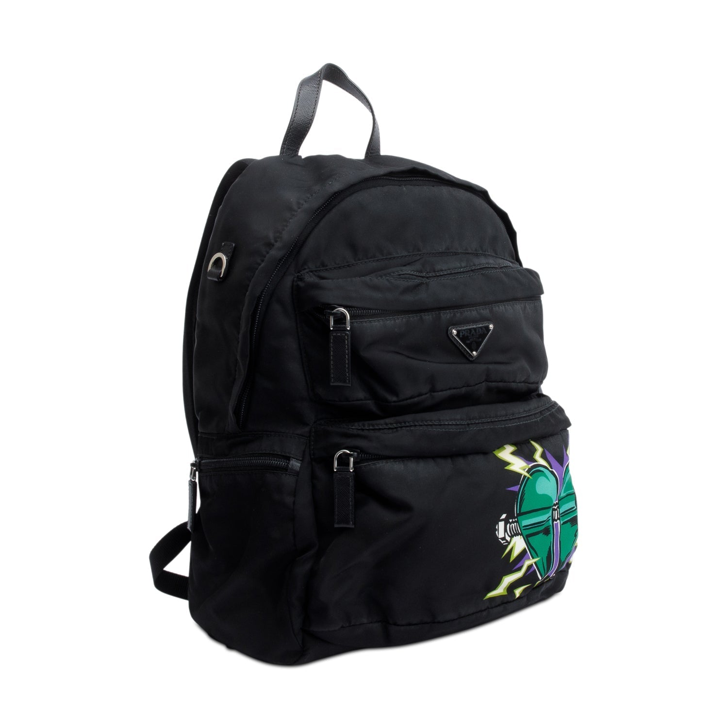 Prada X Universal Studios Black Tessuto Nylon Frankenstein Heart Backpack