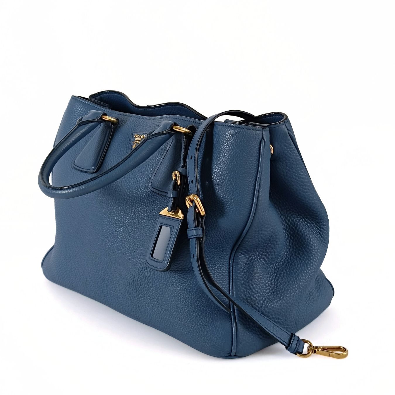 PRADA Shopper shoulder bag in cobalt buckskin