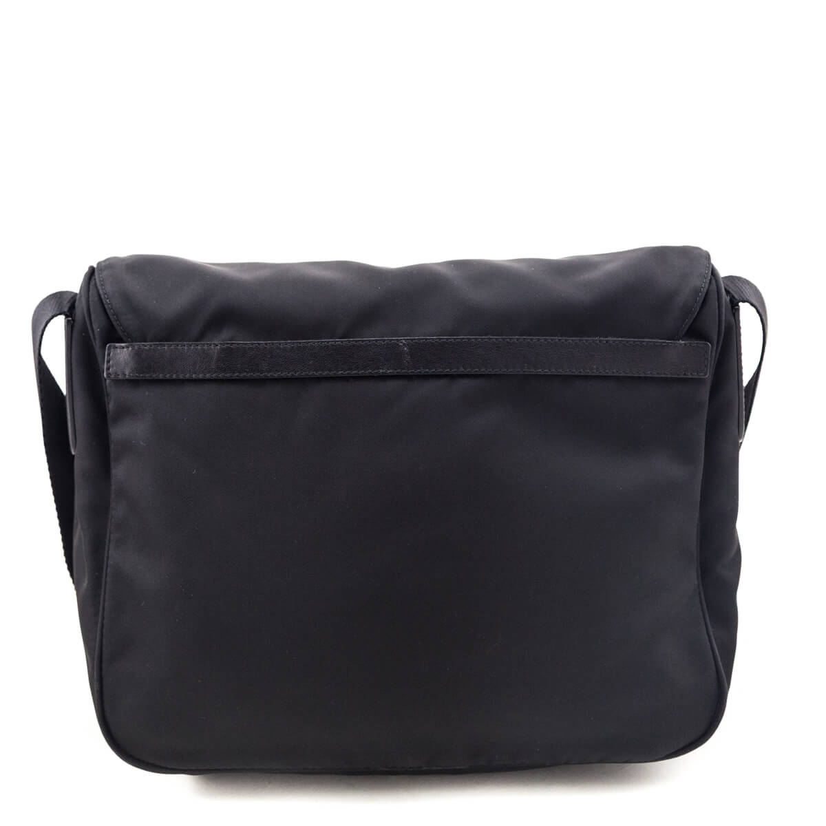 Prada Black Tessuto Nylon Double Buckle Small Messenger Bag