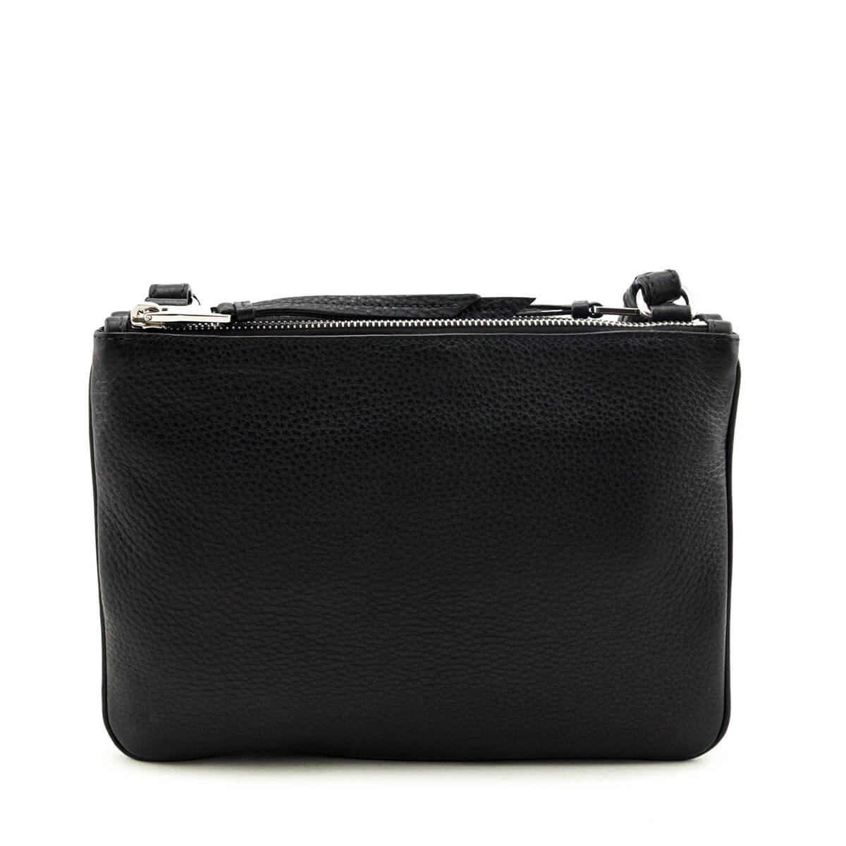 Prada Black Vitello Phenix Double Zip Crossbody Bag