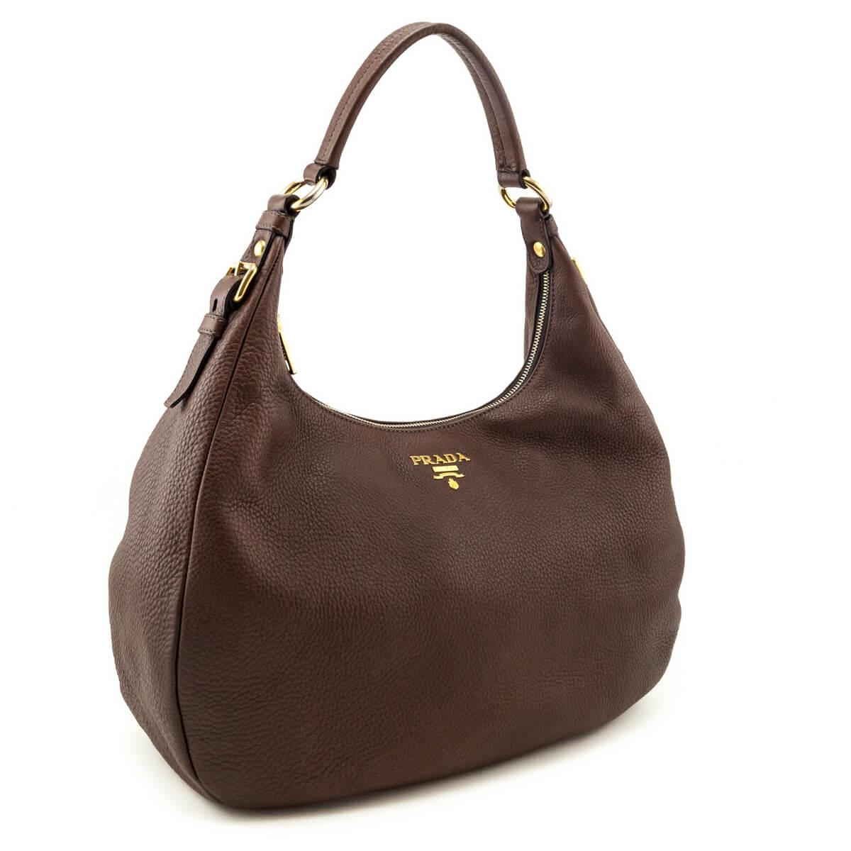 Prada Brown Vitello Daino Hobo