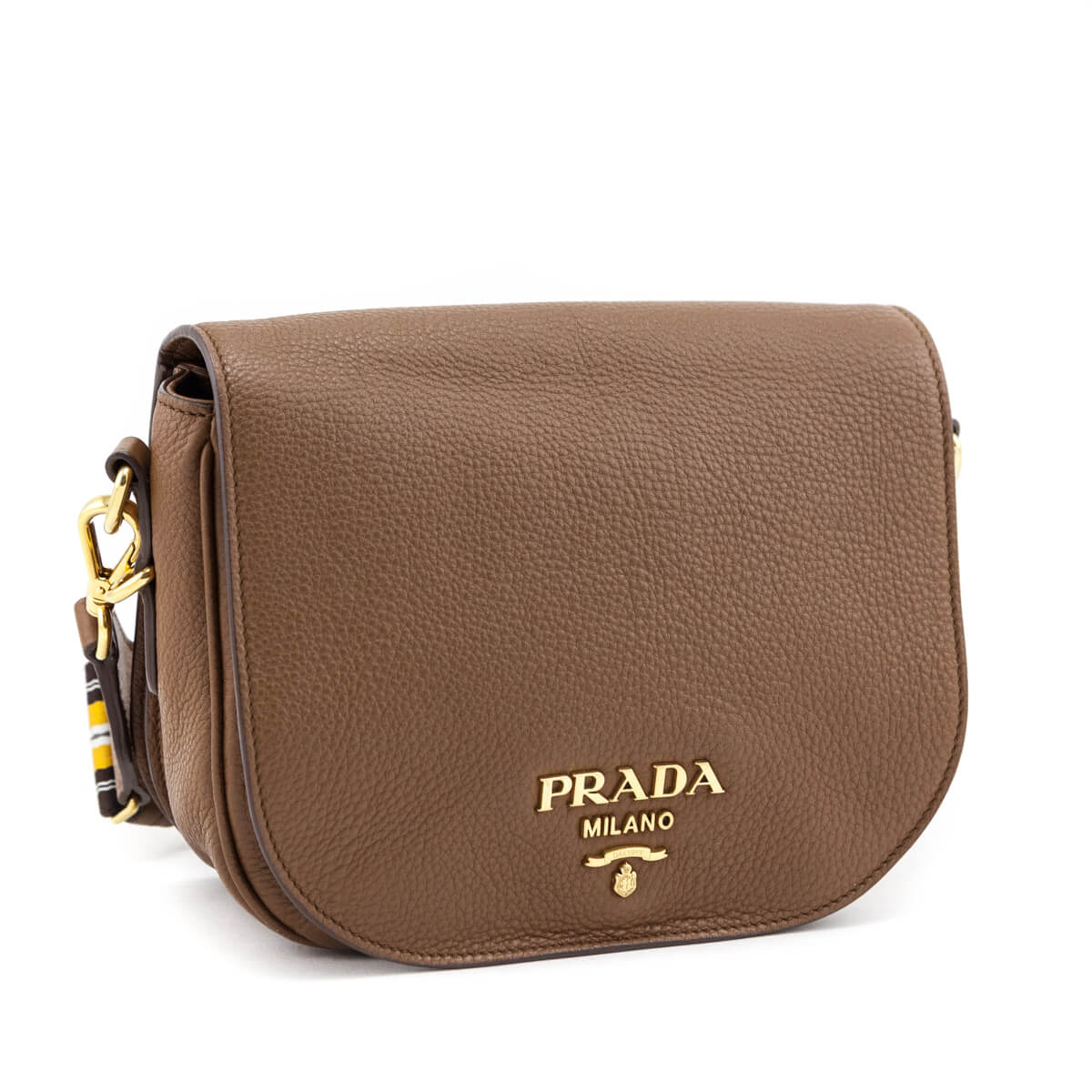 Prada Caramel Vitello Daino Saddle Bag Crossbody