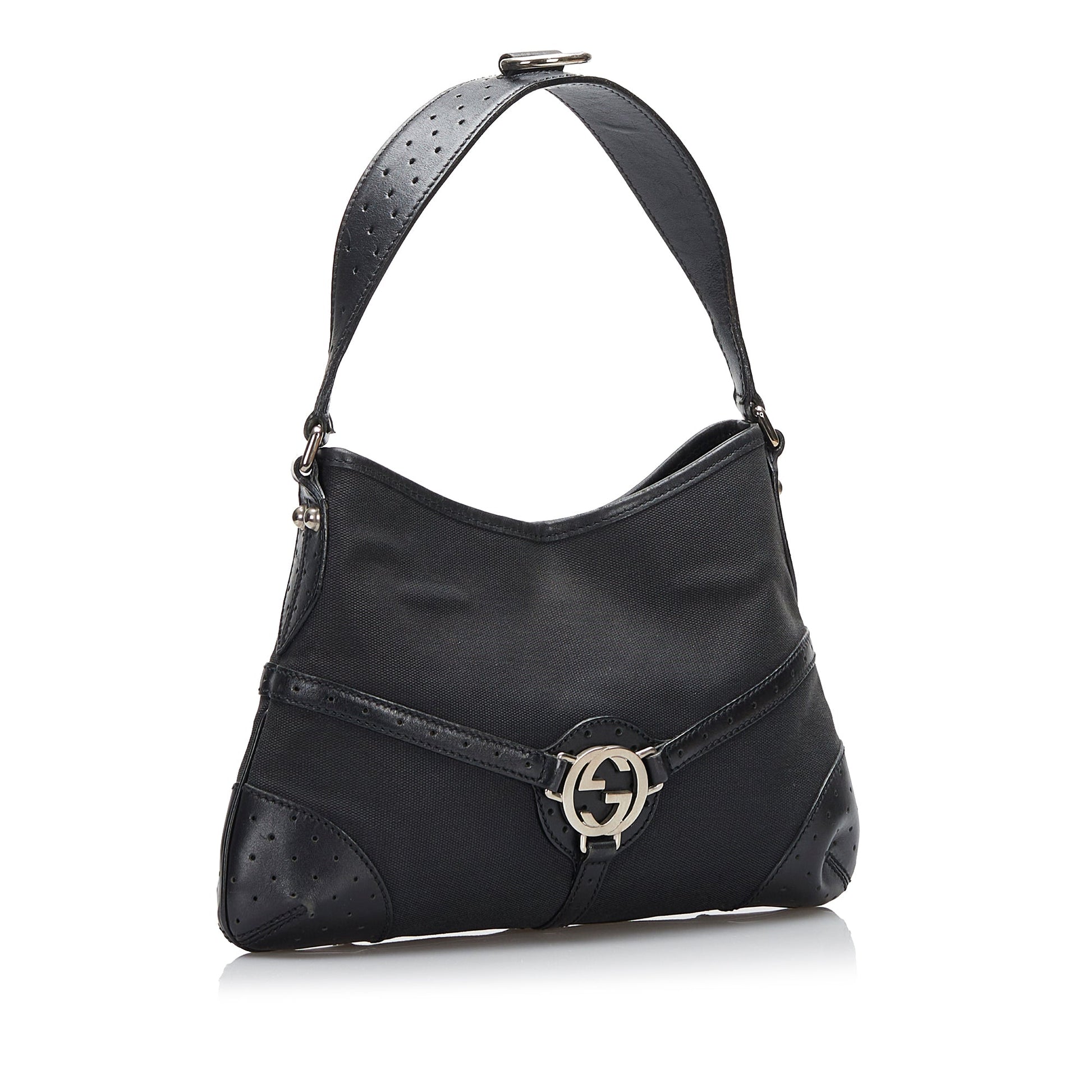 Gucci Leather Canvas Shoulder Bag