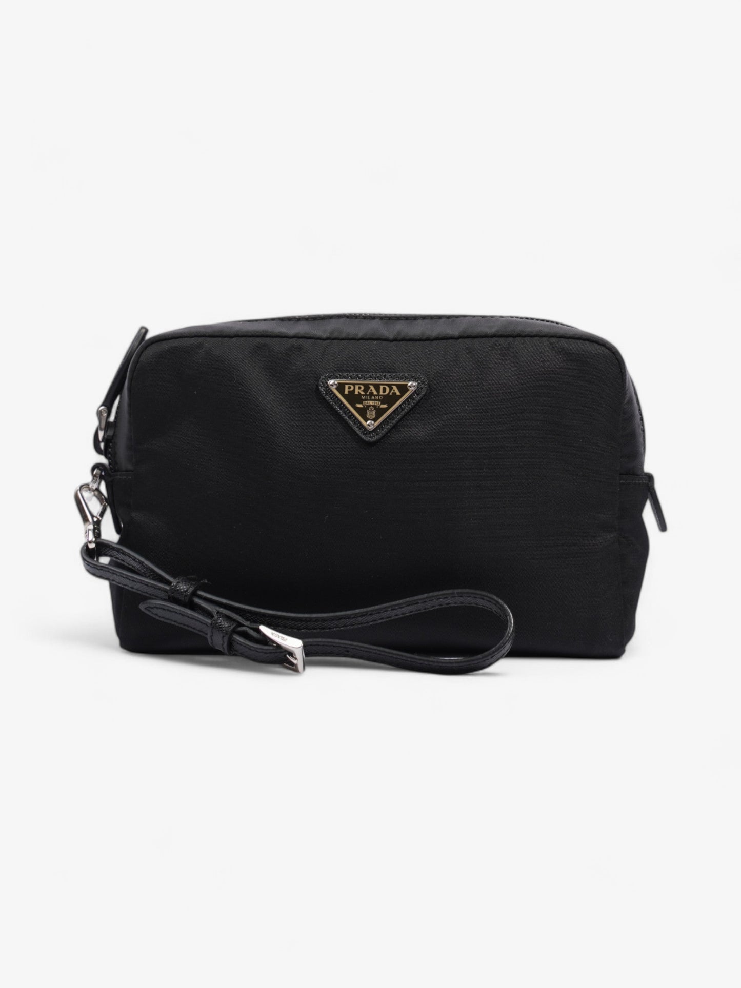 Prada Pouch Wristlet Black Re Nylon