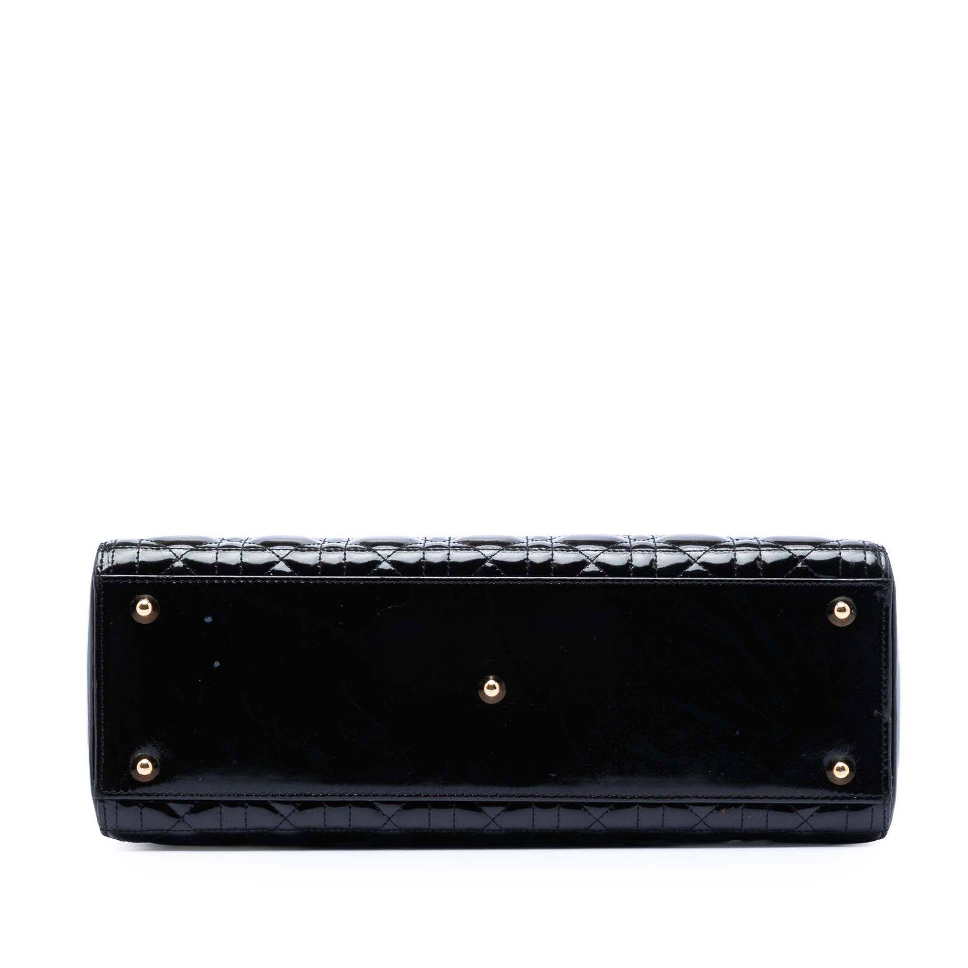 Black Dior Large Patent Cannage Lady Dior Satchel