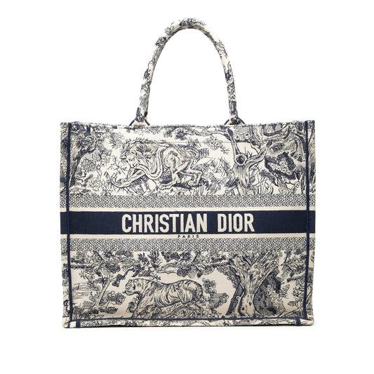 Blue Dior Large Canvas Embroidered Dioriviera Toile De Jouy Book Tote