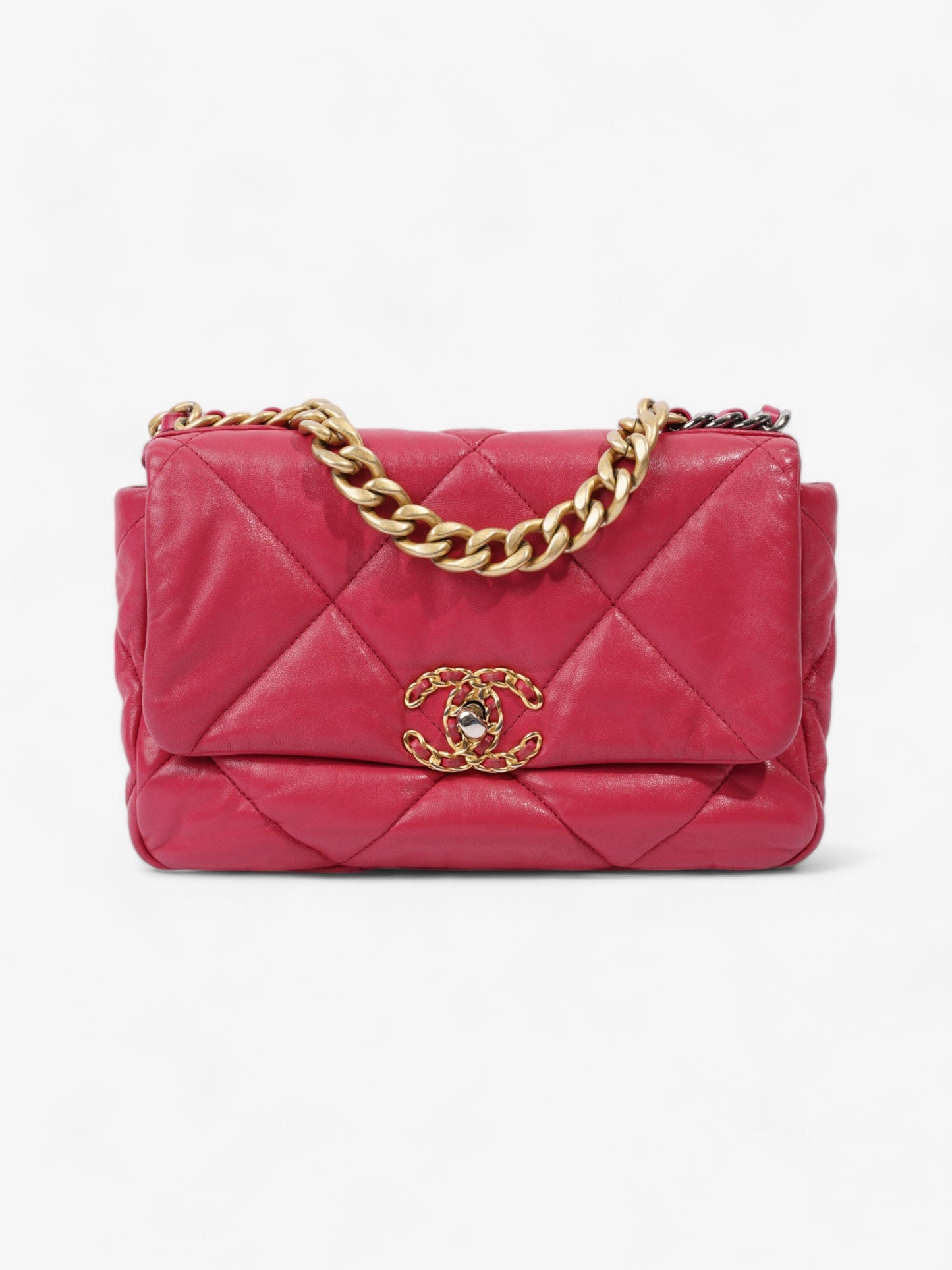 Chanel 19 Flap Hot Pink Lambskin Leather Medium