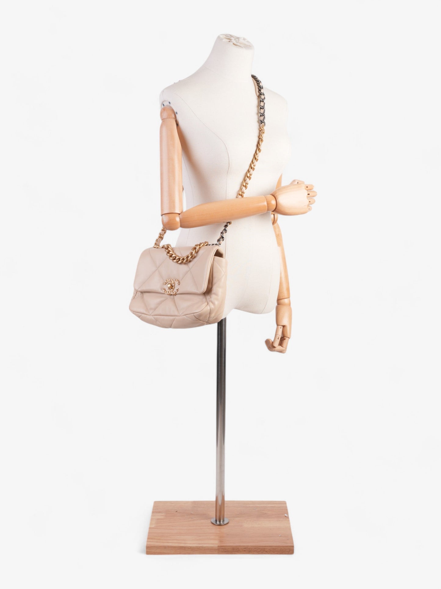 Chanel 19 Flap Beige Lambskin Leather Medium