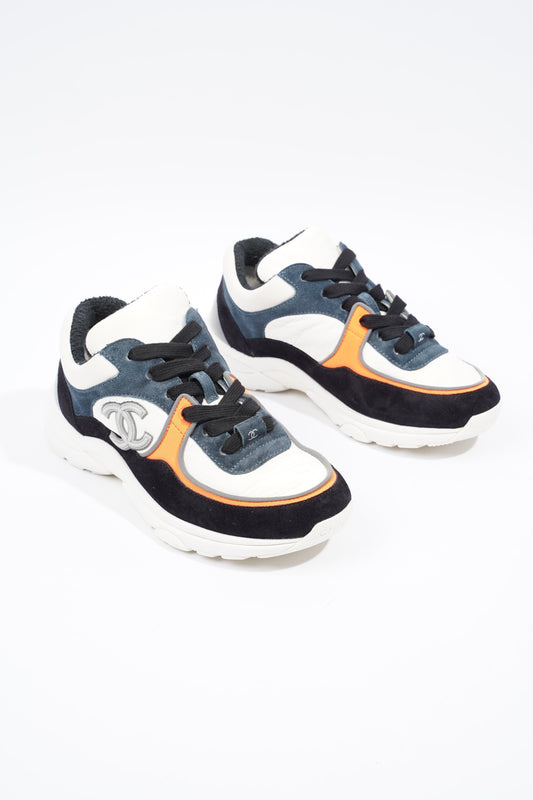 Chanel CC Logo Sneaker White Black Orange Suede EU 36 UK 3