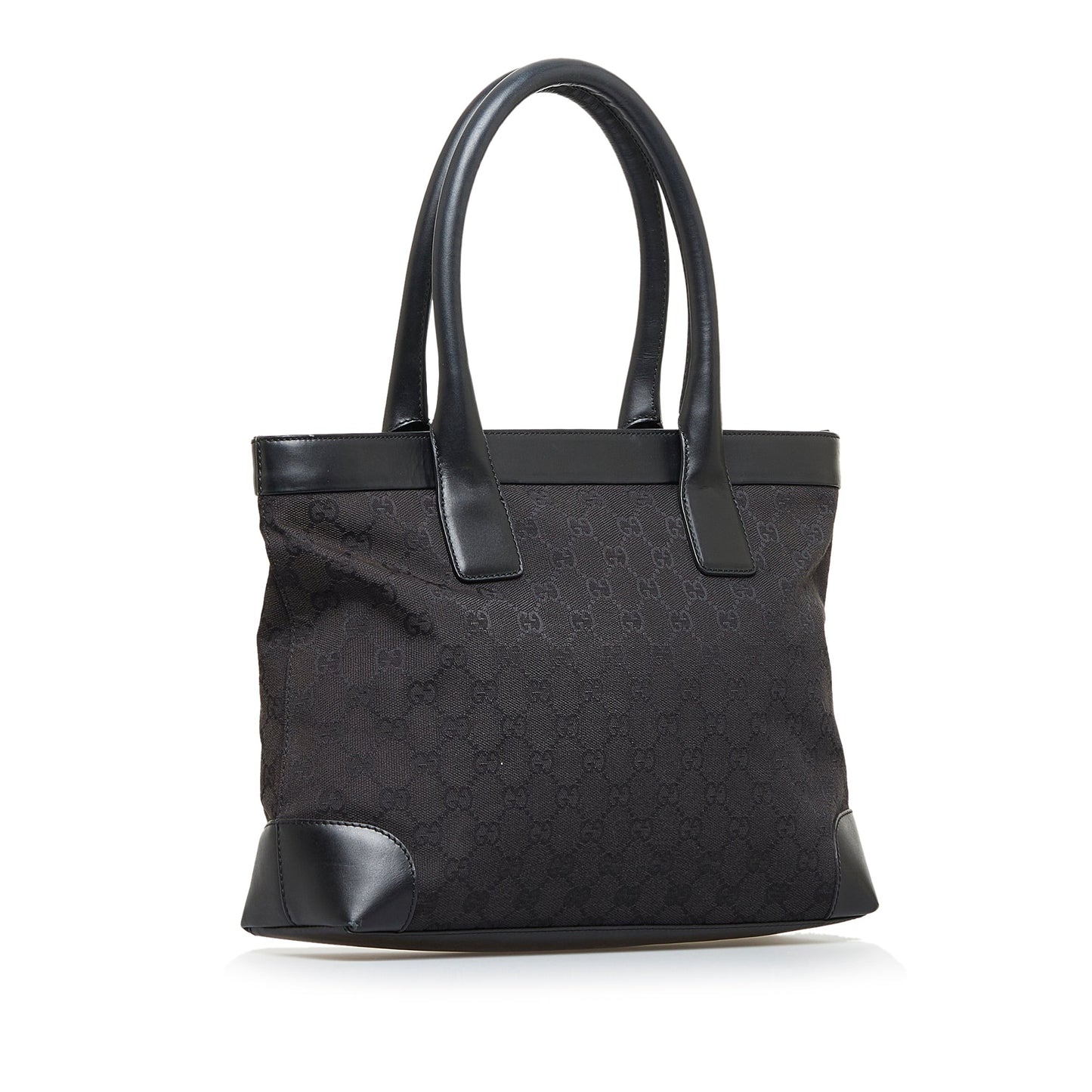 Gucci Black Leather Canvas Tote Style 28