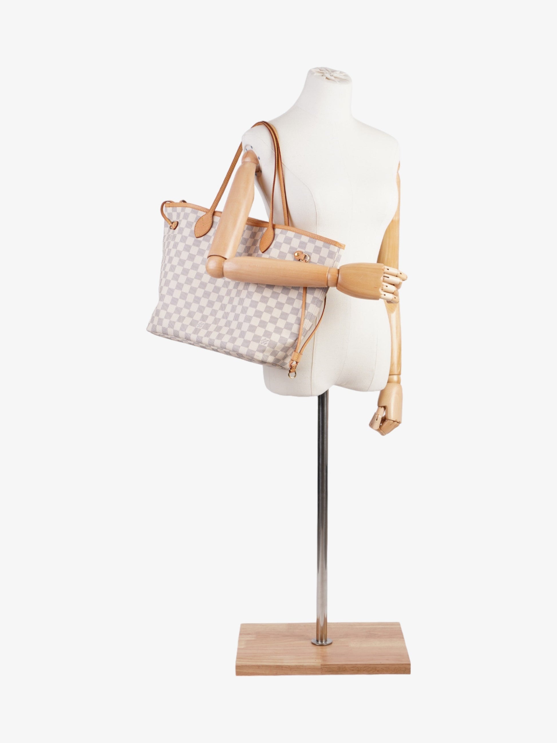 Luxury Women's Tote Bag | Louis Vuitton Neverfull MM Damier Azur Coated Canvas