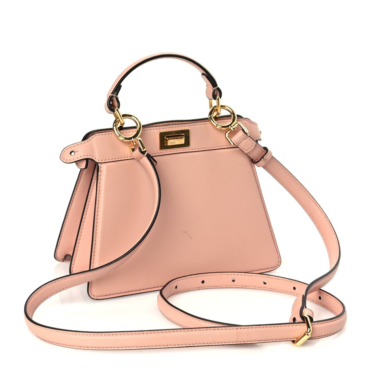 Fendi Shiny Nappa Petite Peekaboo I SEE U Satchel Baby Pink