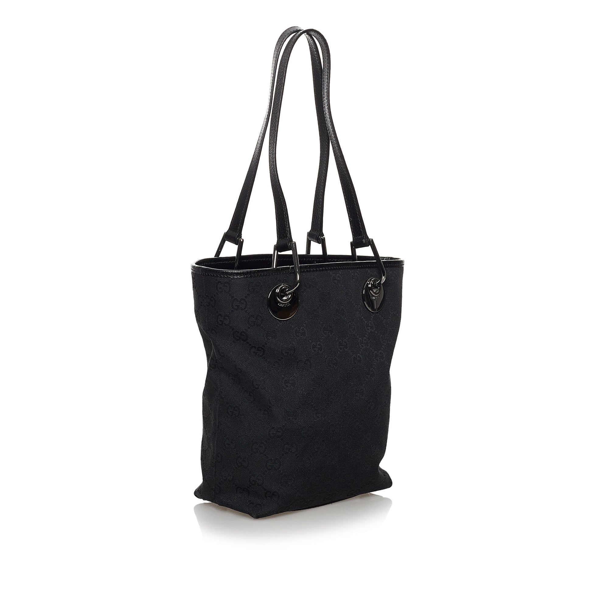 Gucci Black Leather Canvas Tote Style 32