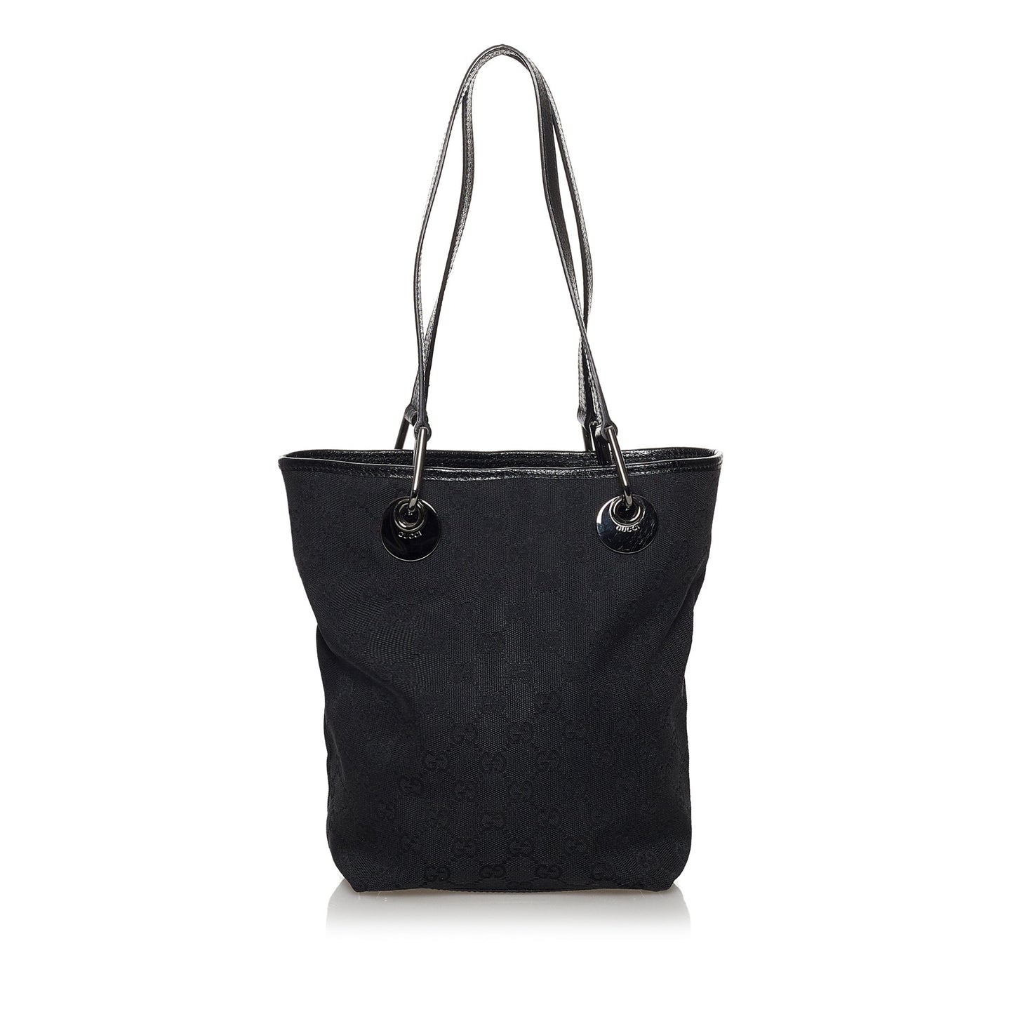 Gucci Black Leather Canvas Tote Style 18