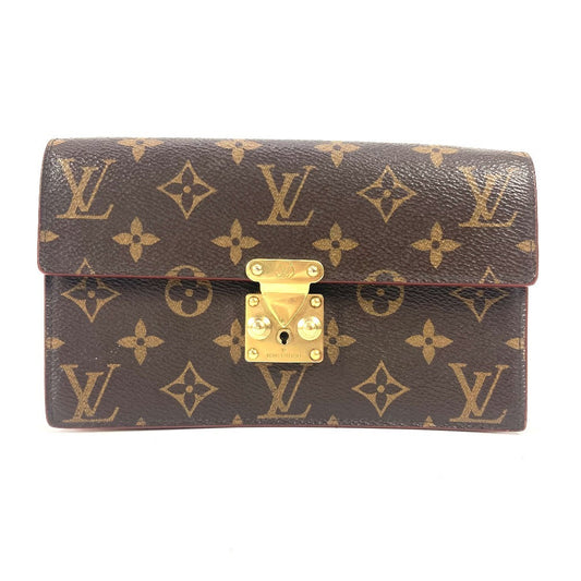 LOUIS VUITTON Clutch bag Monogram canvas Brown Monogram S Lock Belt Pouch GM unisex(Unisex)