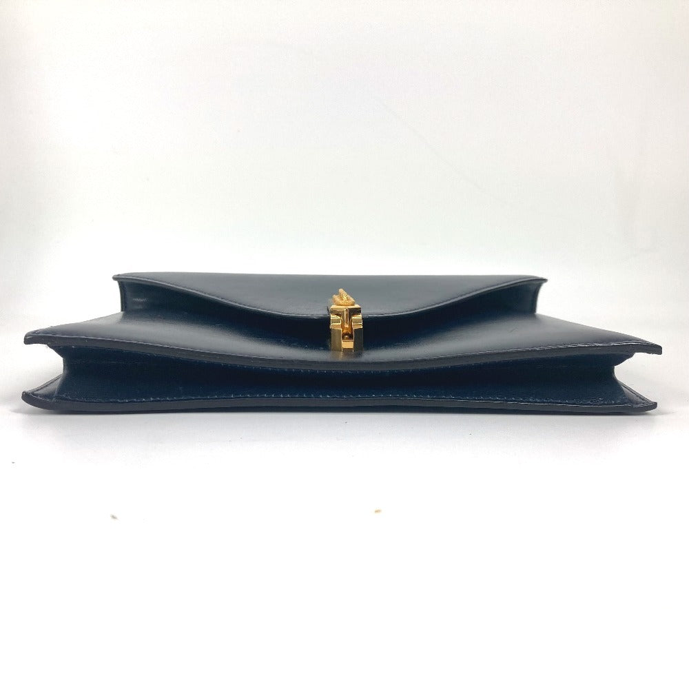 HERMES Shoulder Bag Box scarf Navy Alcazar