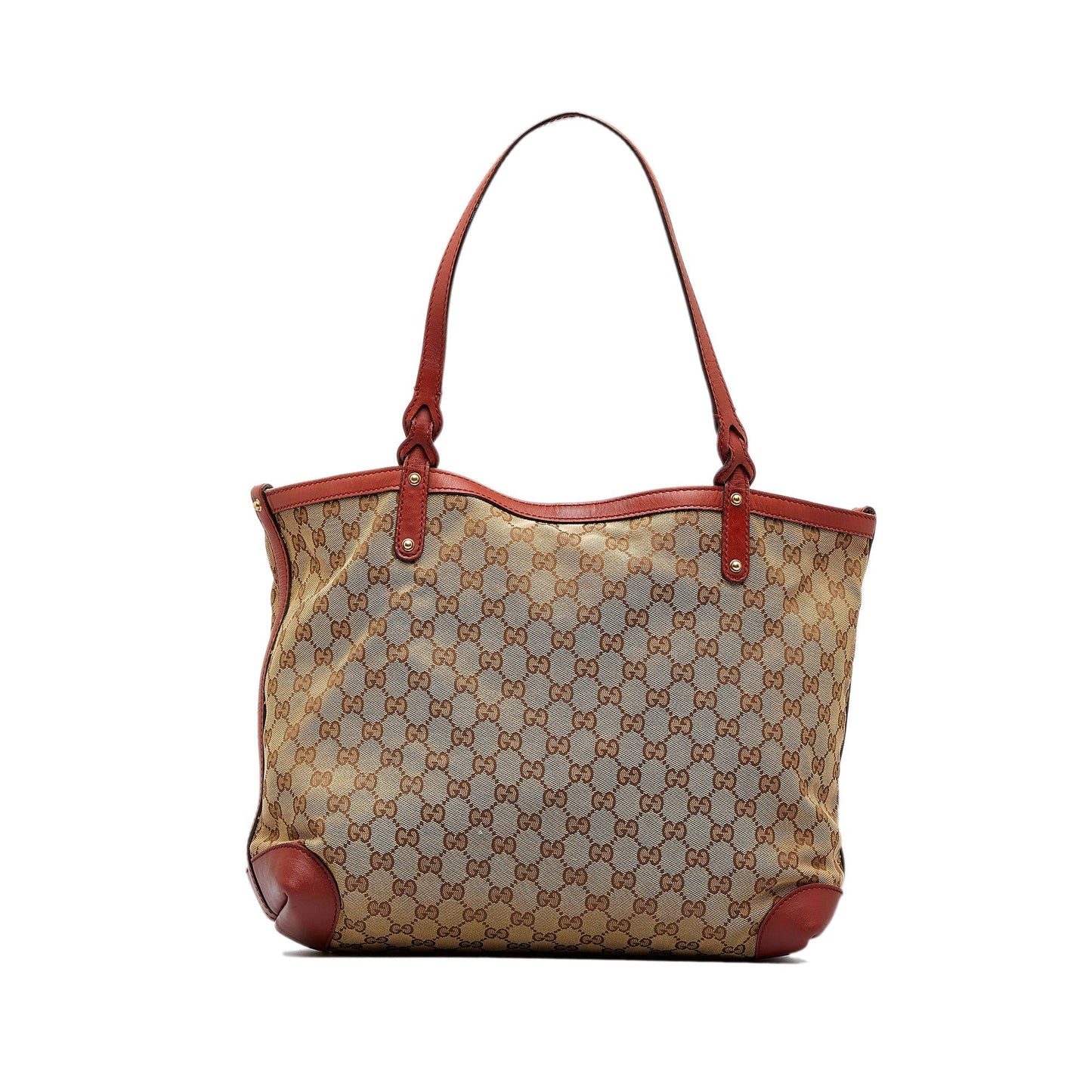 Gucci Brown Leather Canvas Tote Style 28