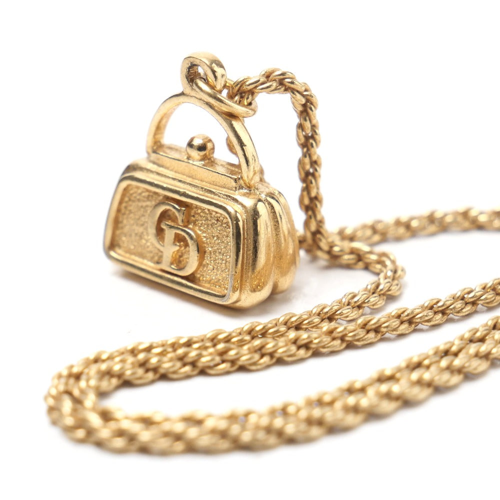 Christian Dior Necklace Gold Plated gold Bag Charm Necklace Women