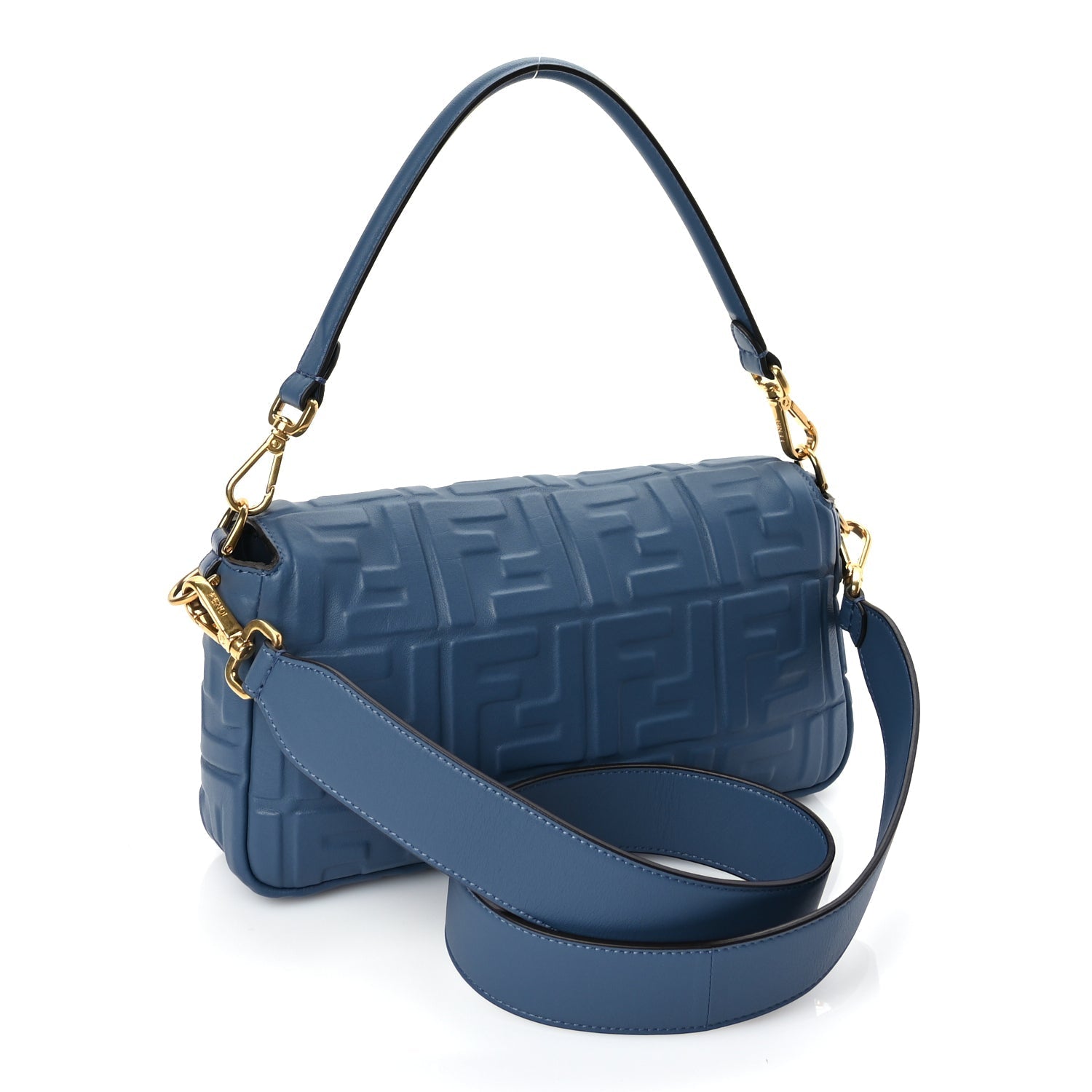 Fendi Nappa FF 1974 Embossed Baguette Mirto