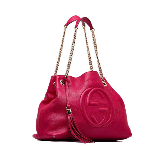 Gucci Soho Pink Leather Chain Tote